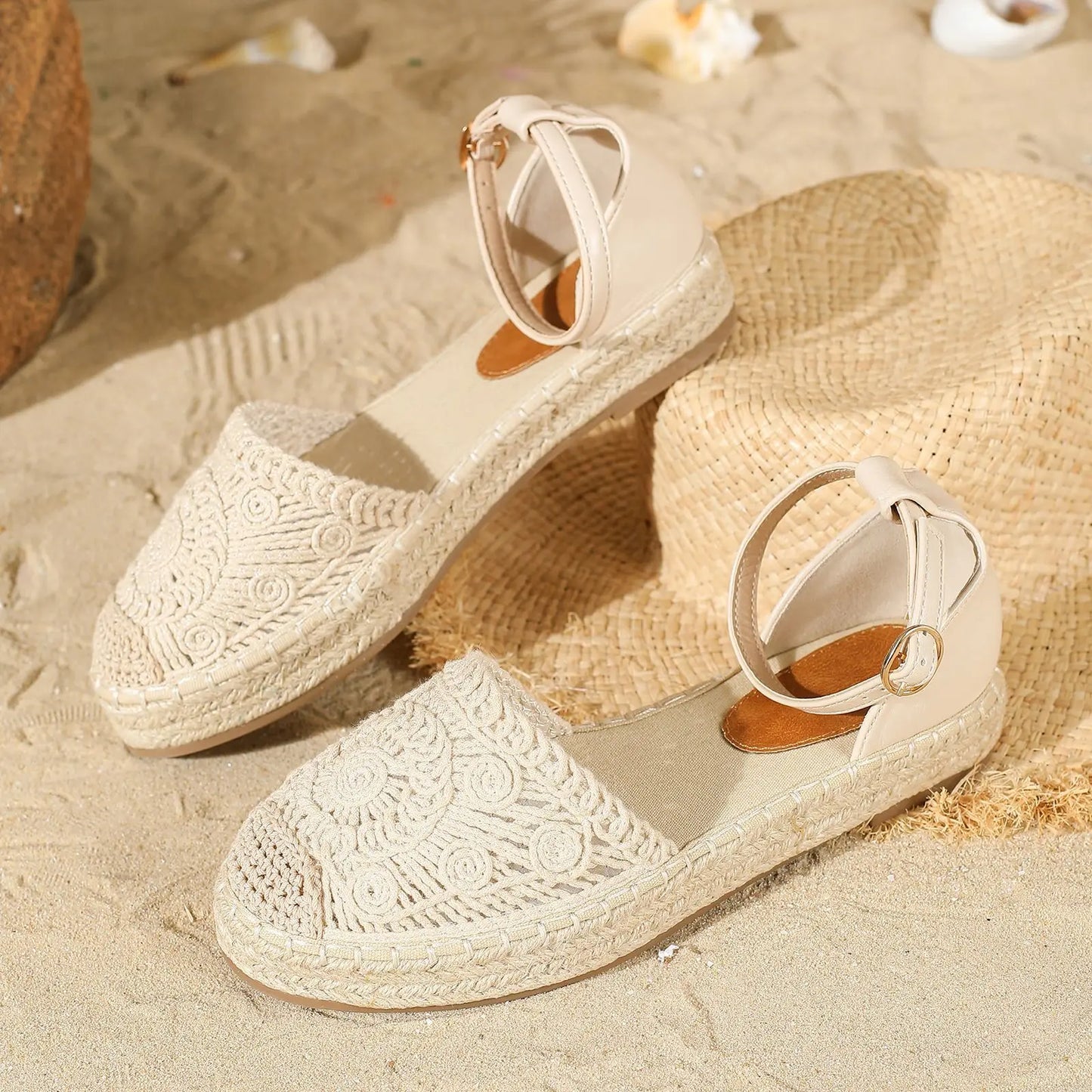 New 2026 Summer Women's Vintage Flats Hemp Rope Bottom Sandals Comfortable Sandals Women's Fisherman Sandals Sandalias De Mujer Pi-Mart
