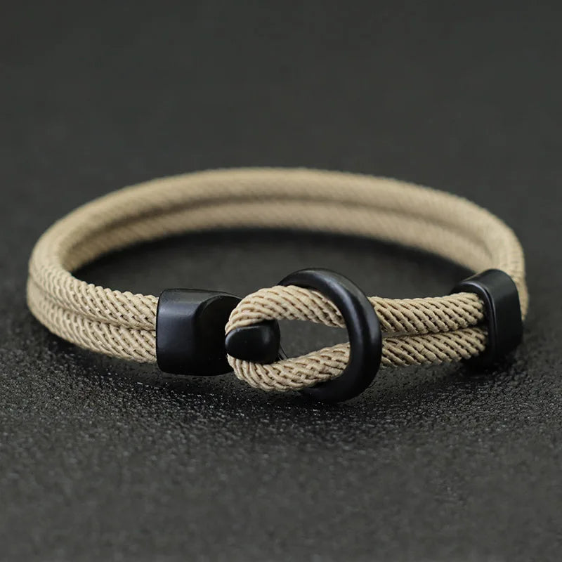 Fashion Rope Bracelet Men Double Layer Outdoor Camping Braclet Homme Accessories Survival Paracord Braslet Gift For Him Pi-Mart