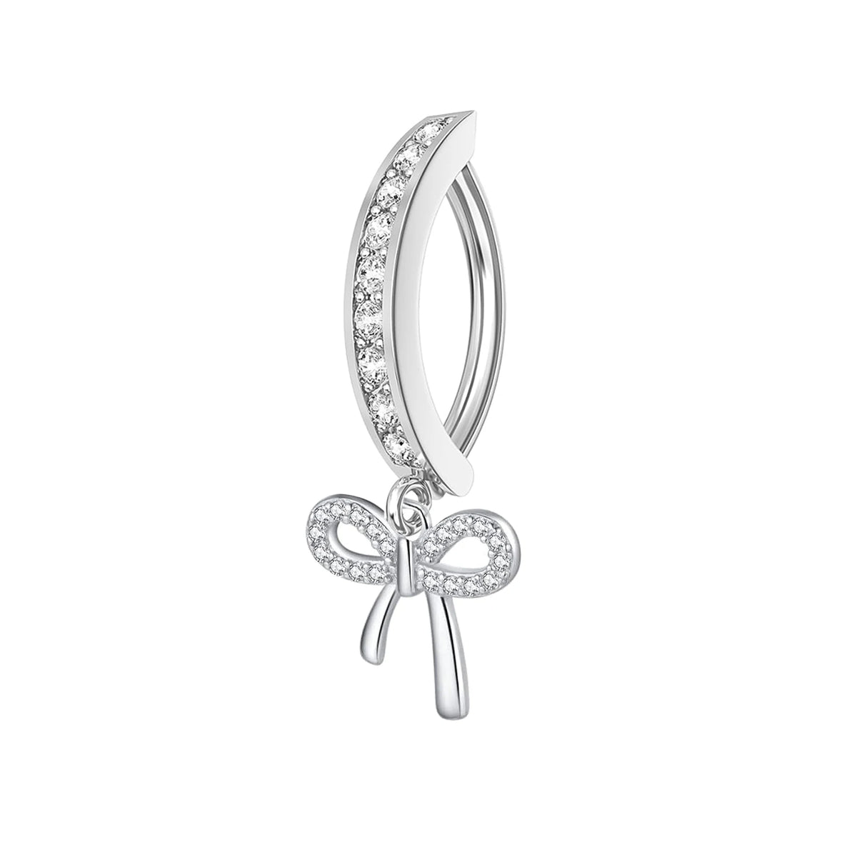 1PC Stainless Steel 14G Dangle Belly Button Ring for Women Heart Bow Reverse Hoop Clicker Navel Rings Body Piercing Jewelry Pi-Mart