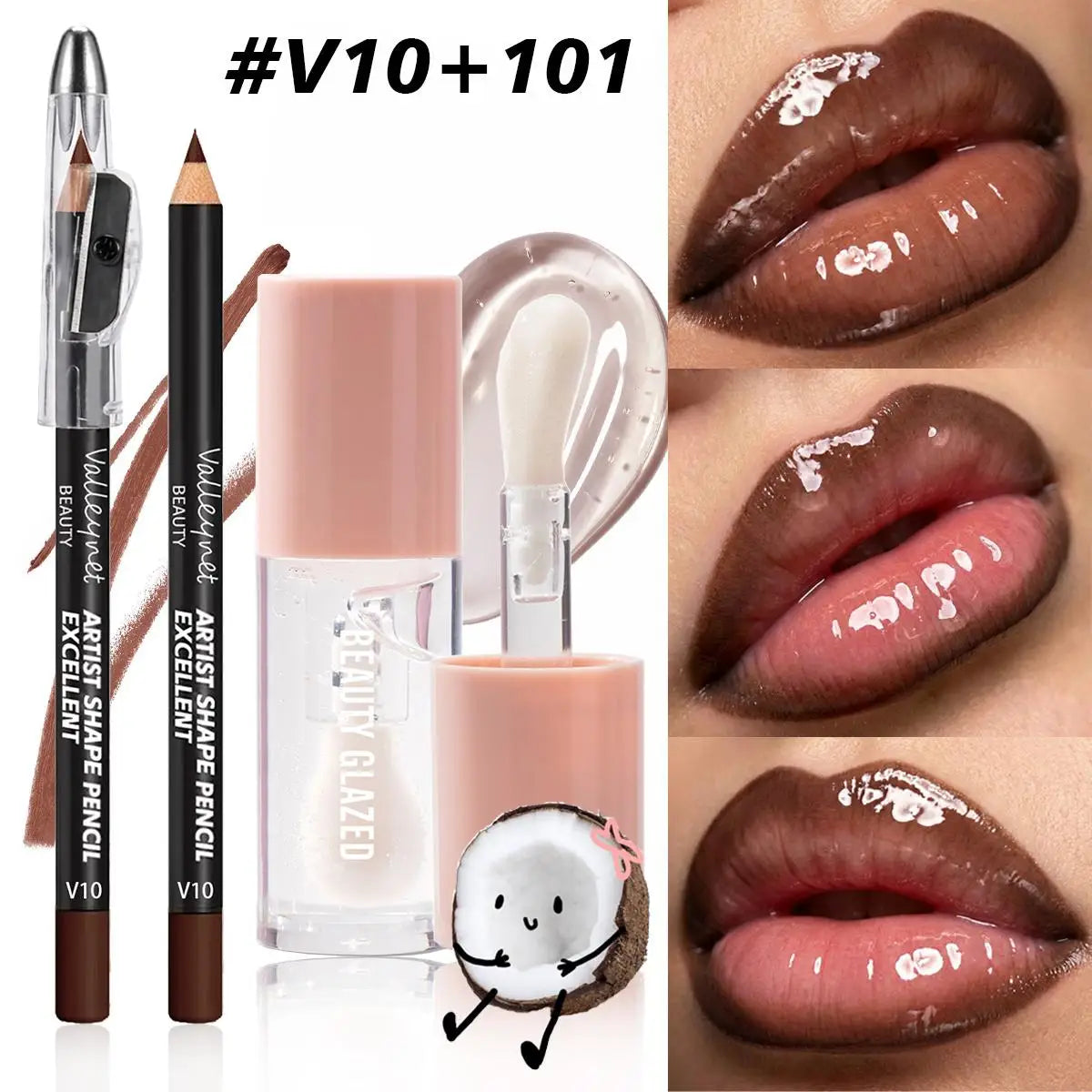 2Pcs/Set Precision Lip Kit Duo -Creamy Liner with Built-in Sharpener & Moisturizing Liquid Lipstick - Defined Contour Makeup Set Pi-Mart