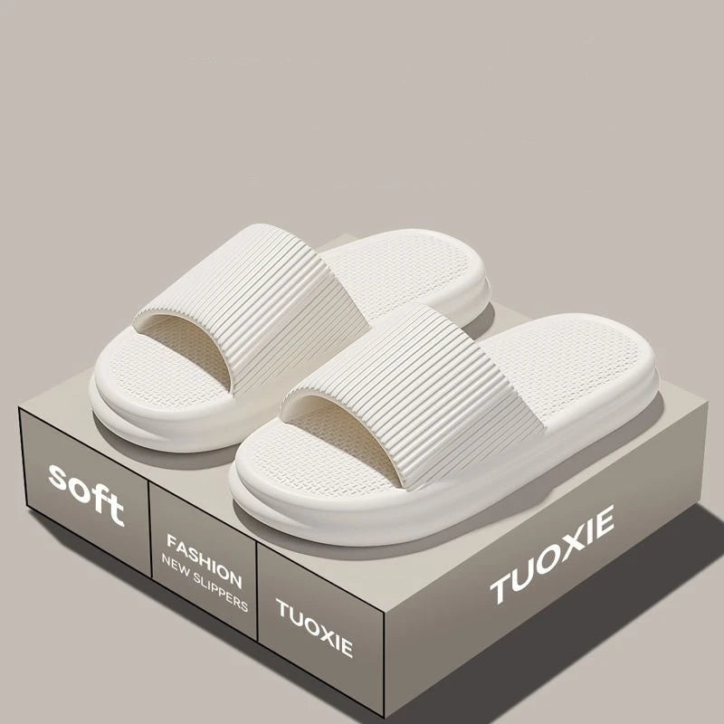 Women Summer Concise EVA Slippers Men Soft Home Slides Couples Bathroom Non-slip Sandals Adults Comfortable Outdoor Beach Shoes Pi-Mart