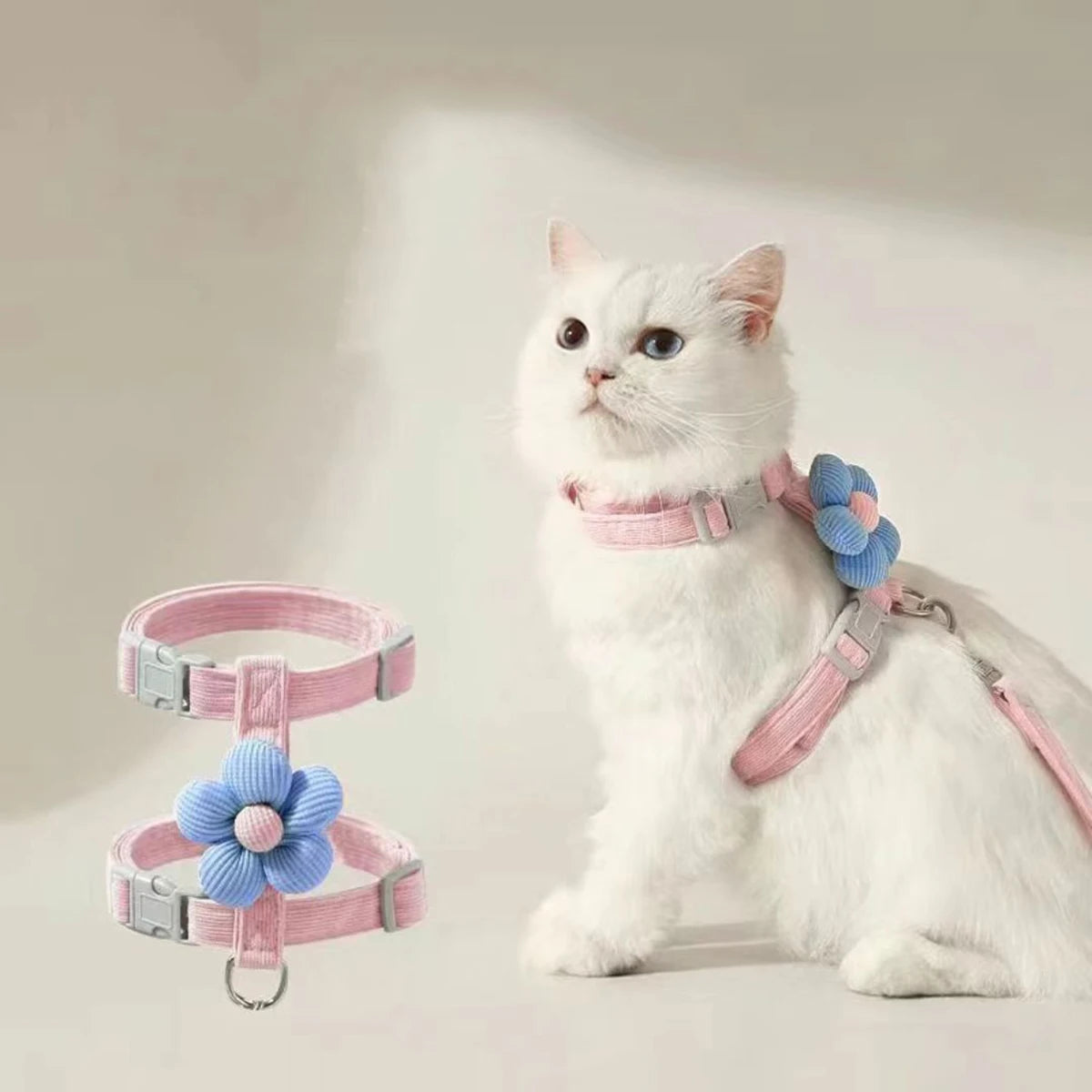 Cat Harness and Leash Sets Adjustable Dog Harness for Small Dog Leash Breashable Pet Harness Out Walking Dog Strap Cat Accessory Pi-Mart