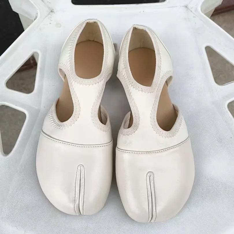 Women Brand Mary Janes Shoes Summer Split Toe Tabi Walking Sneakers Casual Splicing Loafers Designer Ballet Flats Shoes балет Pi-Mart