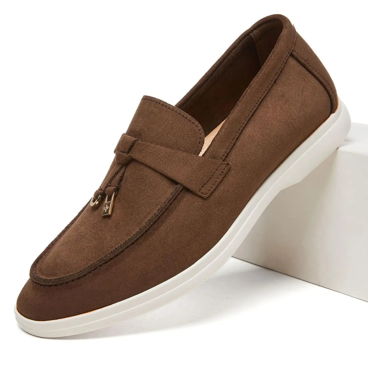 Desai Men's Faux Suede Loafers Metal Buckle Tassel Slip-on Casual Driving Shoes Lightweight Comfort Pi-Mart