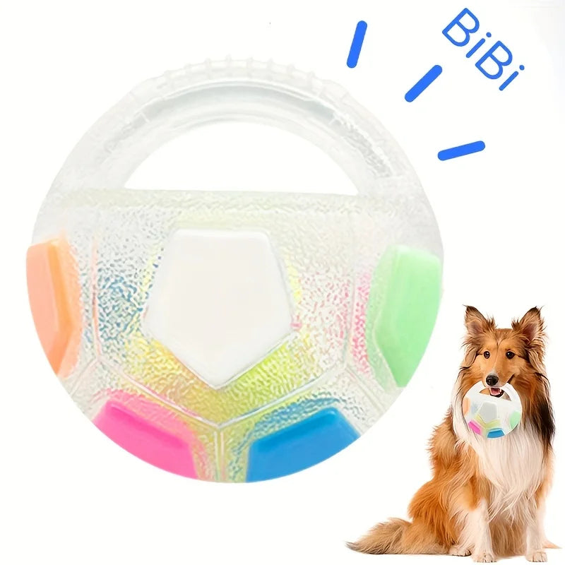 Soccer Ball Pet Vocal Toy, Durable TPR Material, Dog Toy With Carrying Handle, Suitable for Throwing , Interactive Pet Toy Pi-Mart