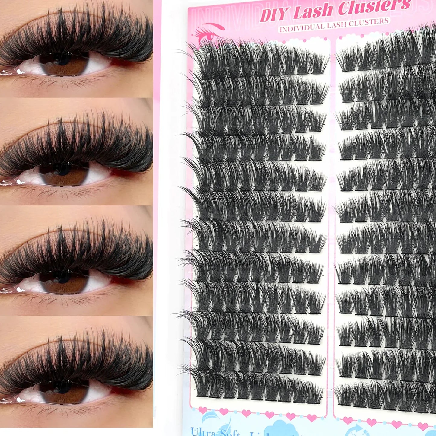 False Eyelashes Natural Wispy Individual Cluster Lashes Easy to Apply Soft & Lightweight Reusable for Daily Makeup LadyShow.Store