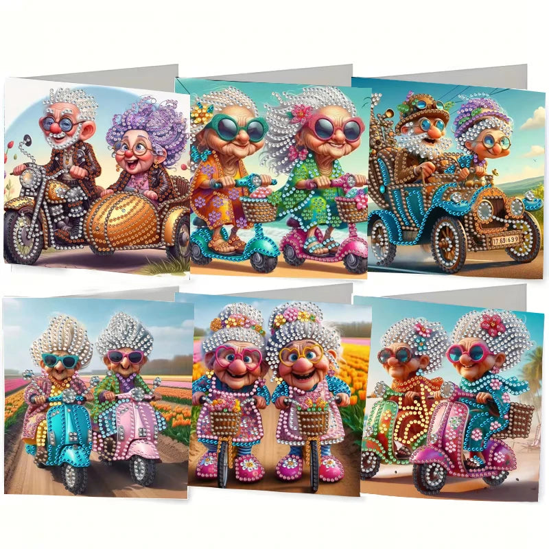 6-Piece/Set DIY Diamond Painting Kit Birthday Card Kit, Unique Flower Pattern Design, Rhinestone Diamond Painting Art Mosaic Pos Pi-Mart