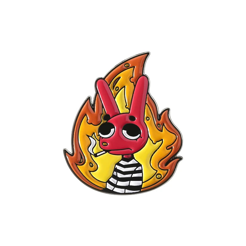 Red Rabbit Enamel Pins Custom NUNCA HABIA VISTO TANTA CACA JUNTA Brooches Lapel Badges Clothes Animal Jewelry Gift for Friends Pi-Mart