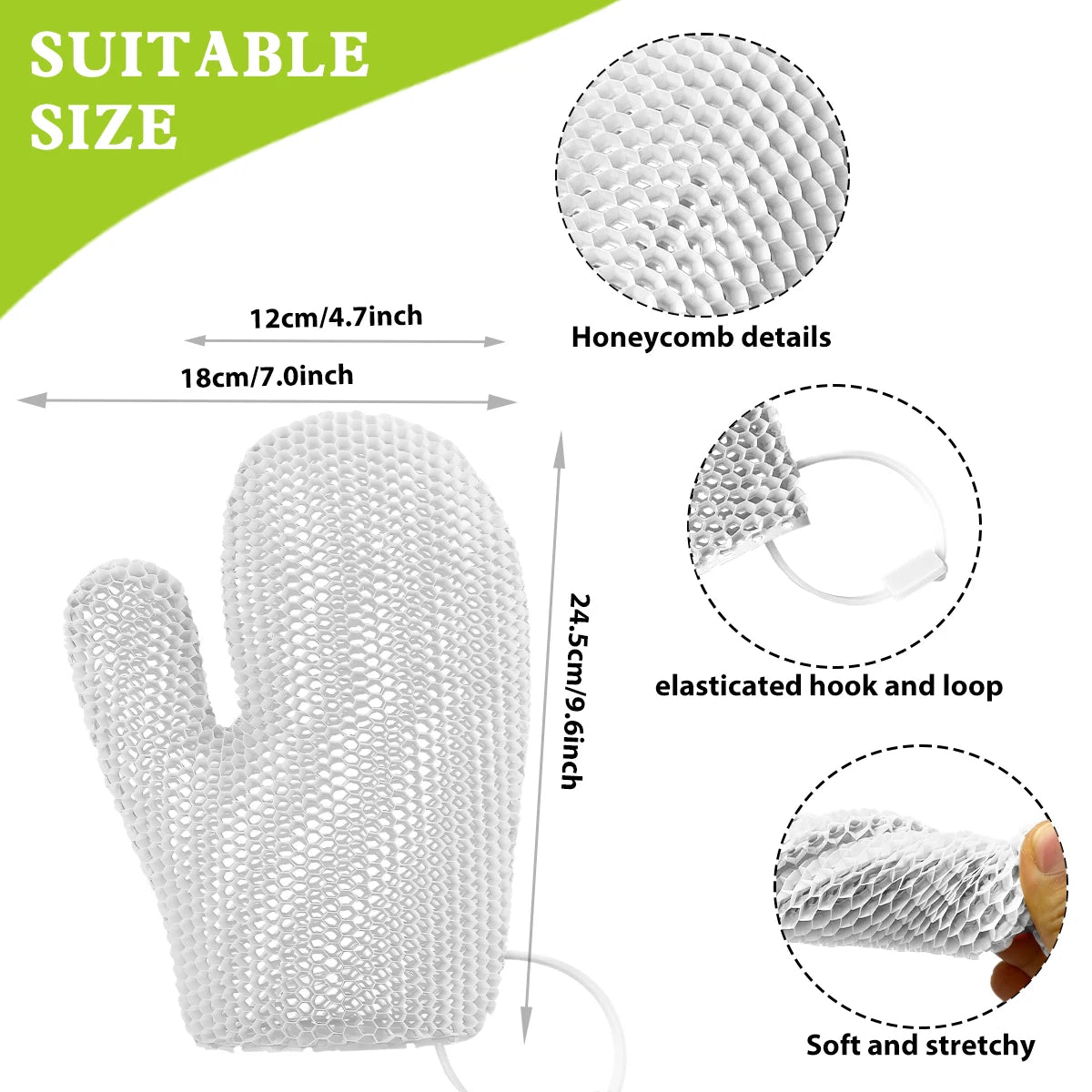 Exfoliating Shower Glove with Colorful Honeycomb Weave and TPU High Elasticity Antibacterial Material - Gentle, Safe and Durable Pi-Mart