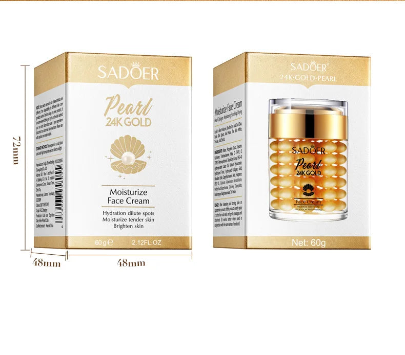 SADOER 24K Golden Pearl Collagen Face Cream Moisturizing Brightening Hydrating Firming Facial Cream Face Skin Care Products Pi-Mart