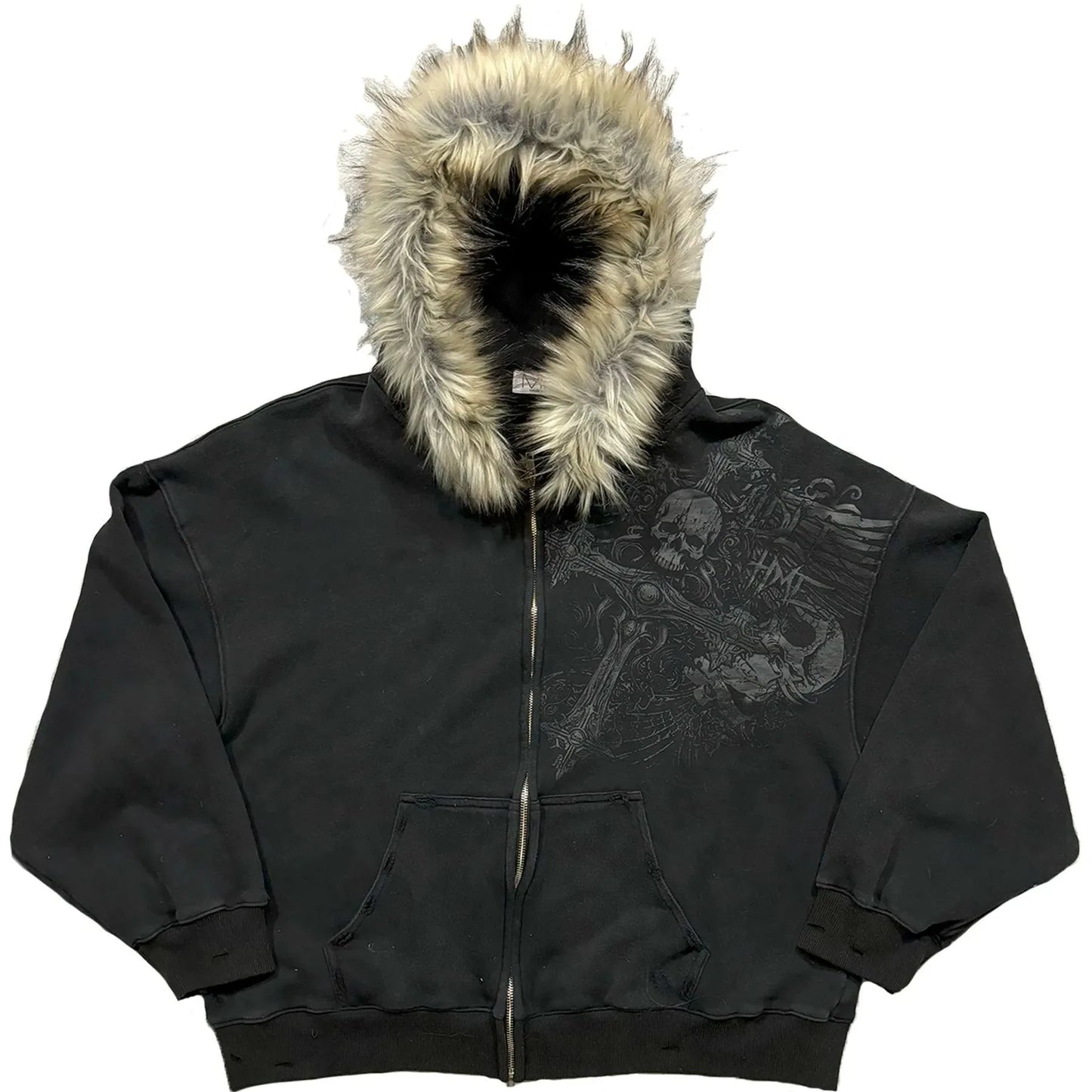 Autumn/Winter Y2k Women Aesthetic Harajuku Faux Fur Collar Hoodies Clothes Graphic Hip Hop Punk Gothic Zip Up Hoodies 2025 new LadyShow.Store