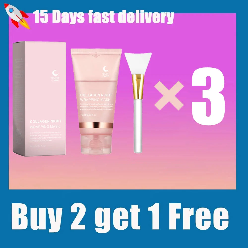 Korean Night Collagen Sleep Mask: Gently Firms, Reduces Puffiness for Refined Contours & Glass-Like Skin Pi-Mart
