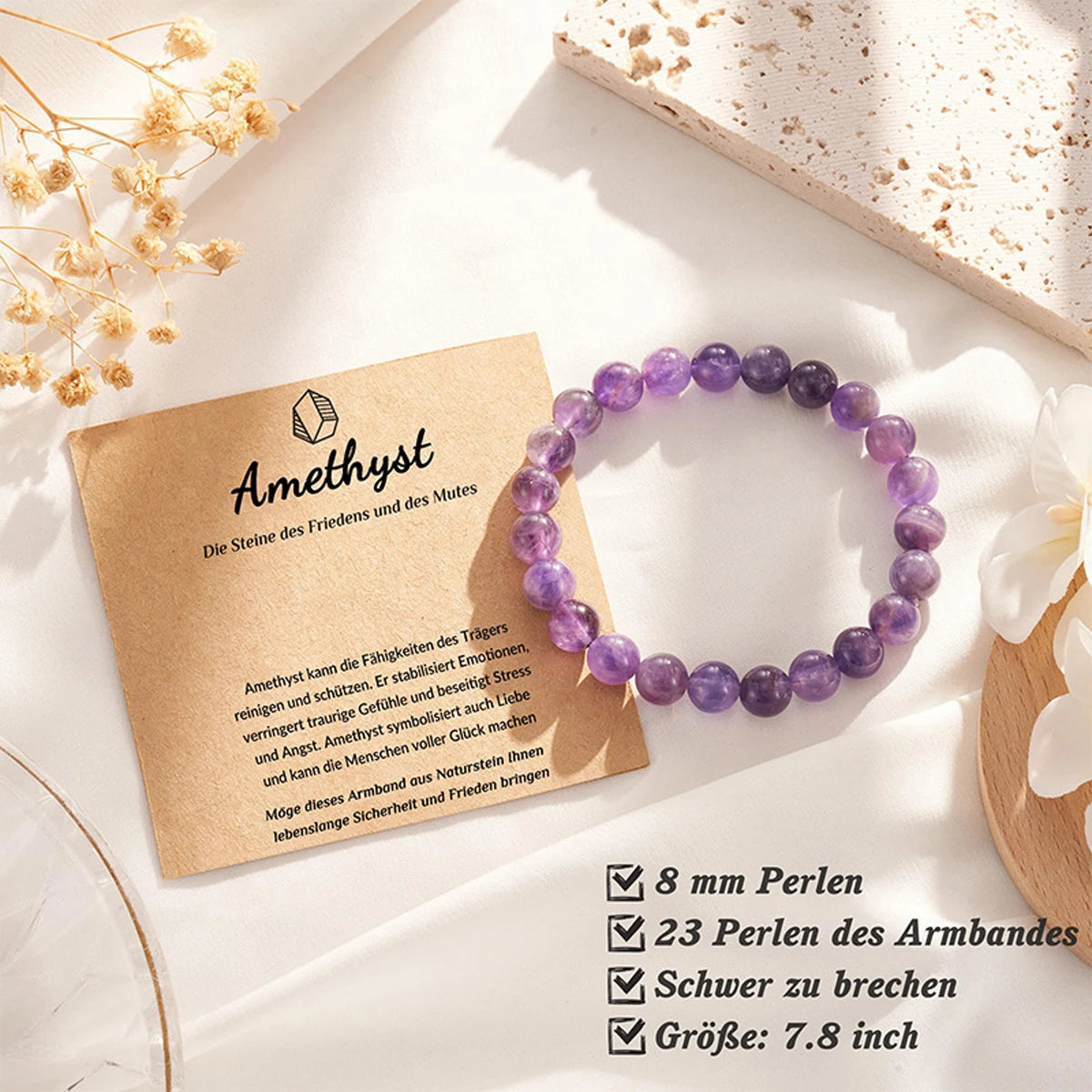 Natural Dream Lace Amethyst Stone Beaded Bracelets Women Purple Crystal Quartz Energy Bead Reiki Healing Bangle Jewelry Gift Pi-Mart