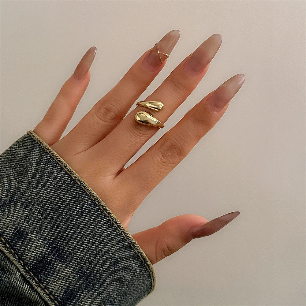Wide Metal Bangle Ring for Women Gold and Silver Color Chunky Waterdrop Open Wrist Cuff Thick Irregular Twisted Bracelet Jewelry Pi-Mart