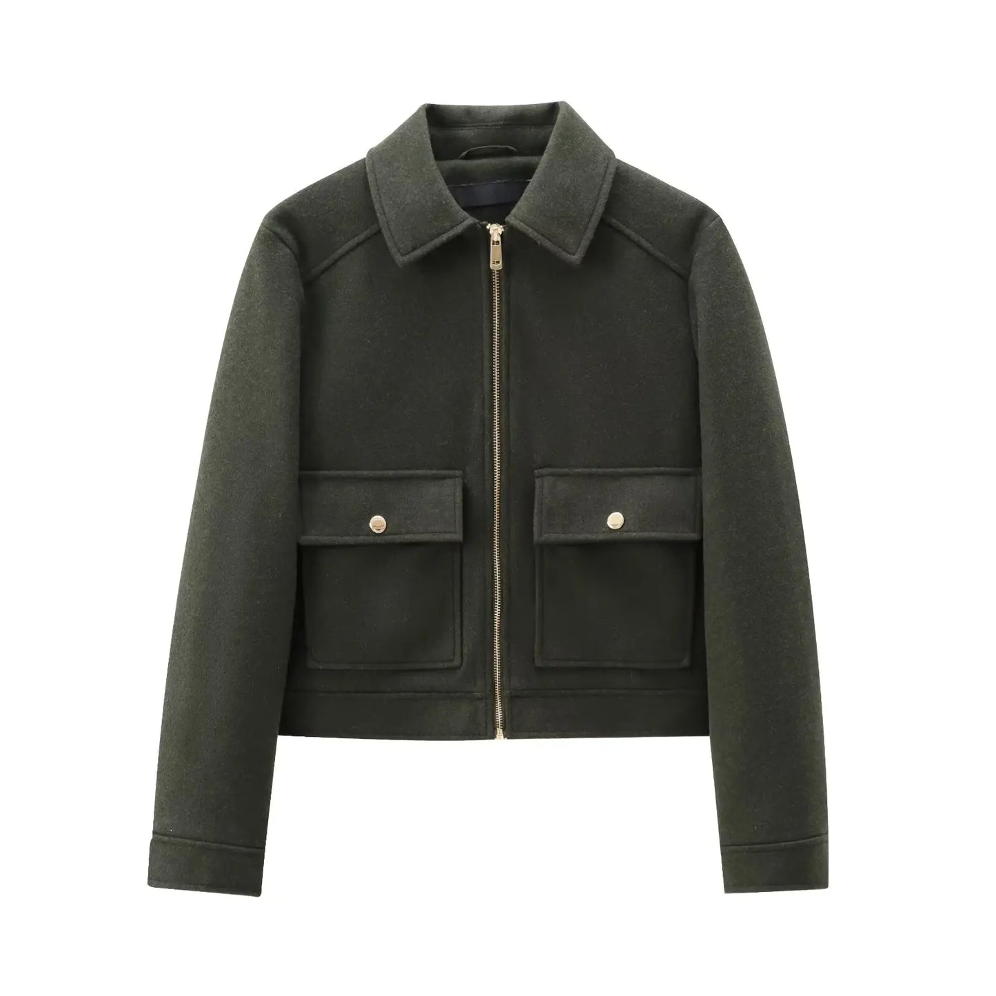 Women's Zipper Jacket Coat New Winter Long Sleeve Pocket Outerwear Coat Short Street Elegant Women's Jacket LadyShow.Store