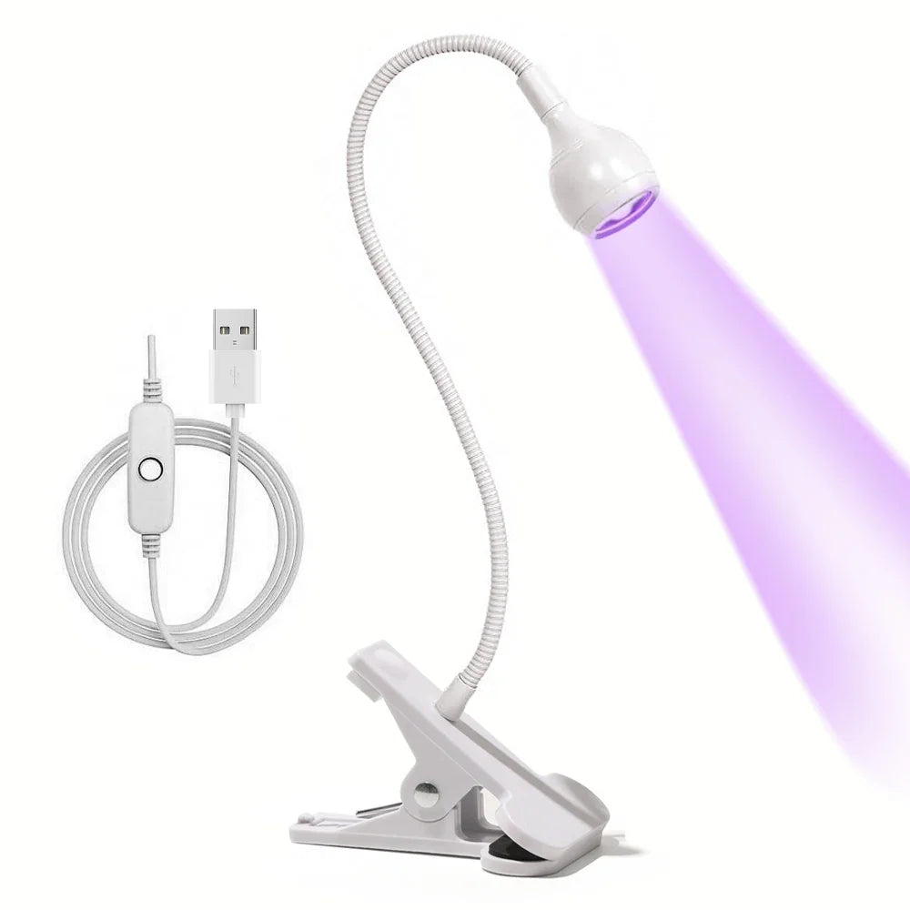 Nail LED UV Lamp for Drying Gel Nails Polish Clip-On Flexible Desk Mini Portable USB Nail Lamp UV Light Dryer for Manicure Salon Tri Light Beauty