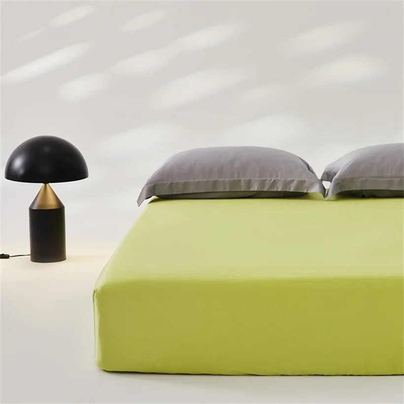 3pcs Set 100% Mulberry Silk Bed Sheet Set with 1pc Fitted Sheet and 2pcs Pillowcase Mattress Cover for Double King Queen Size LadyShow.Store