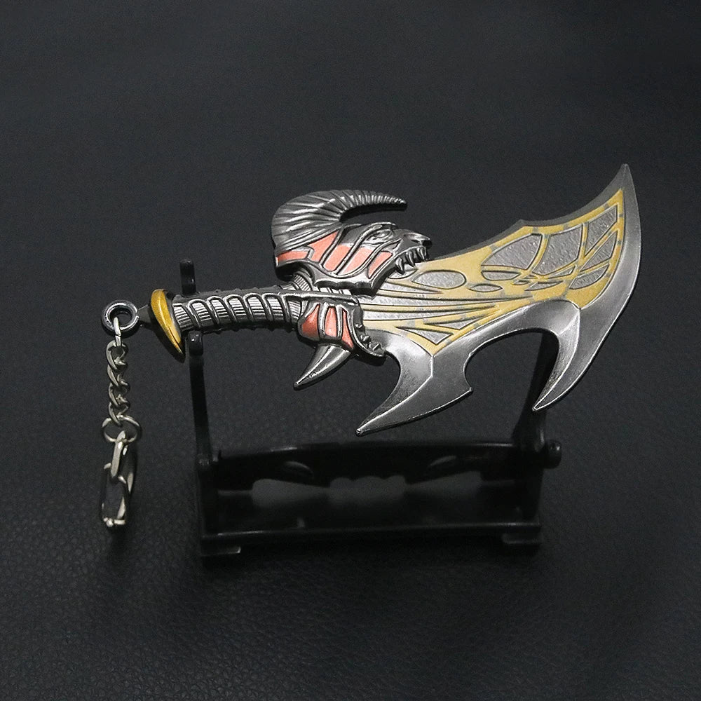 New God of War 5 Ragnarok Keychain Thor's Hammer Mjolnir Key Chain Levitan's Axe Keyring Blades of Exile Chaos Game Accessories Pi-Mart