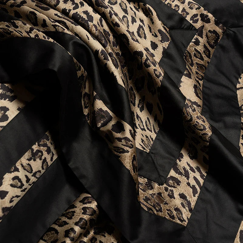 1000TC Egyptian Cotton Leopard Print Fashion Luxury Bedding Set Queen King Size Duvet Cover Flat/Fitted Bed Sheet Pillowcases LadyShow.Store