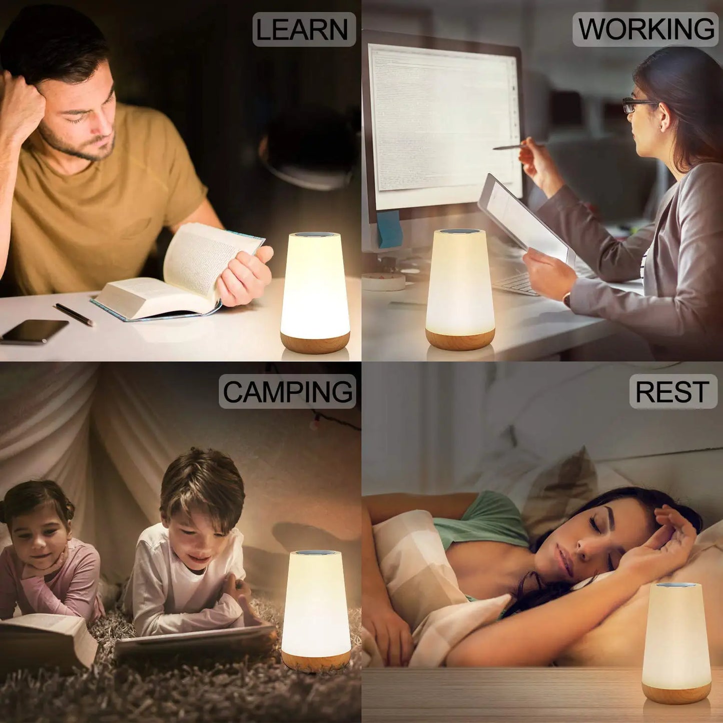 13 Color Changing Night Light Remote Control Touch USB Rechargeable RGB Night Lamp Dimmable Lamp Portable Table Bedside Lamp LadyShow.Store