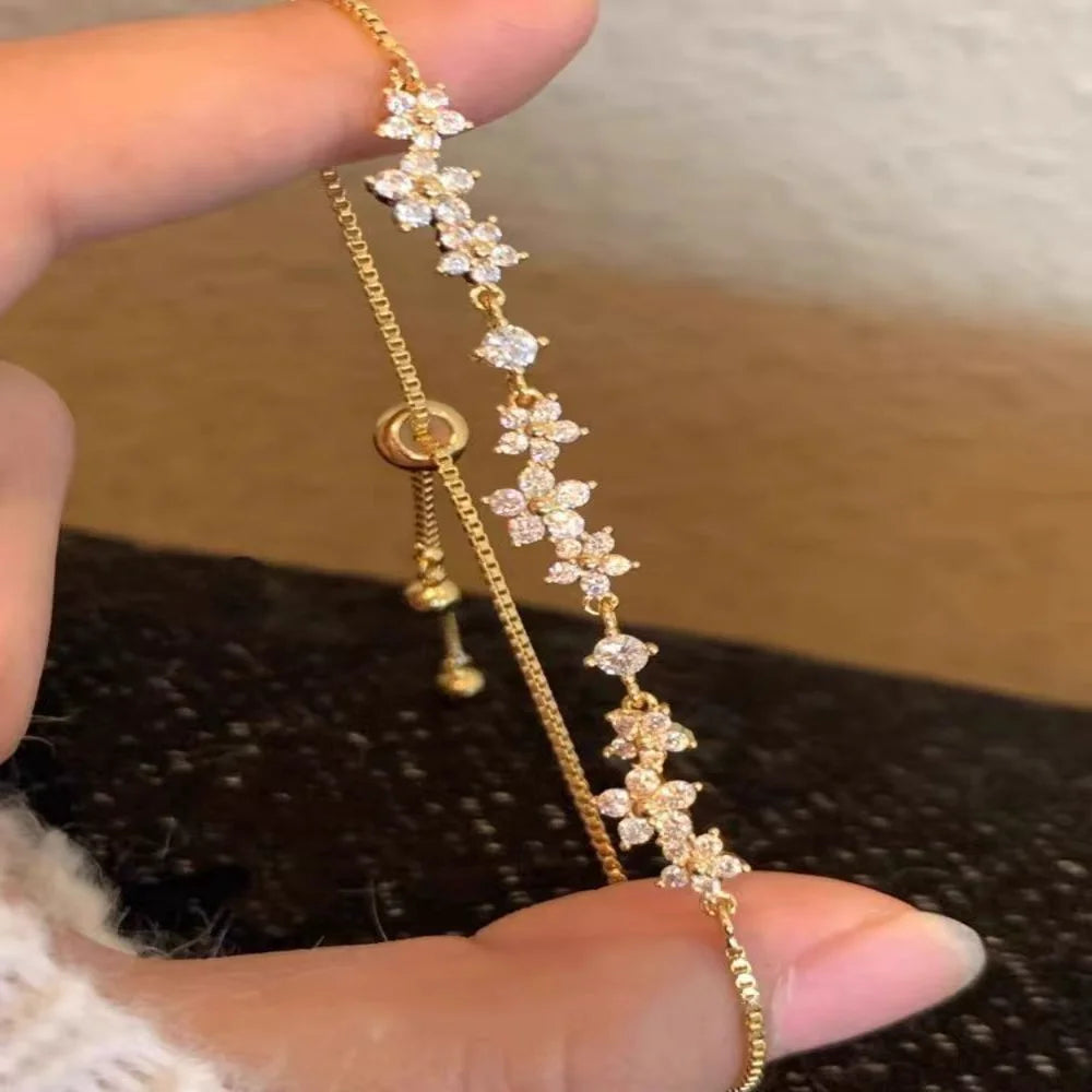 Pulling Bracelet Zircon Handmade Bracelet Zinc Alloy Bracelet Fashionable For Party Women Fashion Accessory Pi-Mart