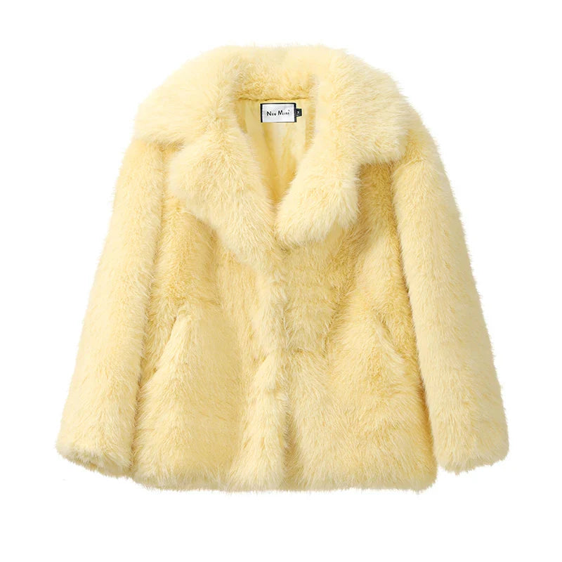 Neo Mint Women Winter 2024 High Quality Luxury Faux Fur Coat Thicken Warm Overcoat Outerwear Hot Girls Solid Long Fox Fur Jacket LadyShow.Store