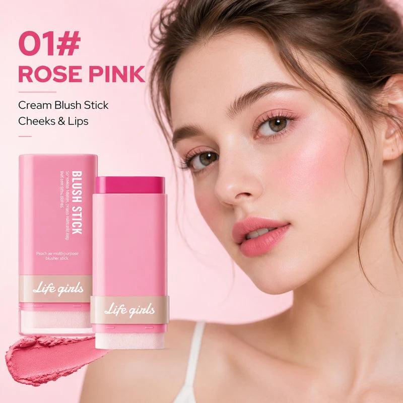 3-in-1 Cream Blush Stick Cheeks Lips Eyes, Long Lasting Waterproof Blendable Dewy Glow Makeup Stick for All Skin Tones Pi-Mart