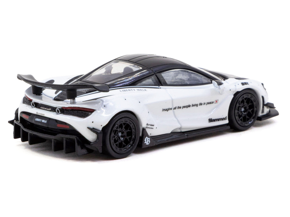 LB-Works 720S White with Carbon Hood and Black Top with Extra Wheels "Hobby64" Series 1/64 Diecast Model Car by Tarmac Works LuxuryLifeWay Online Store