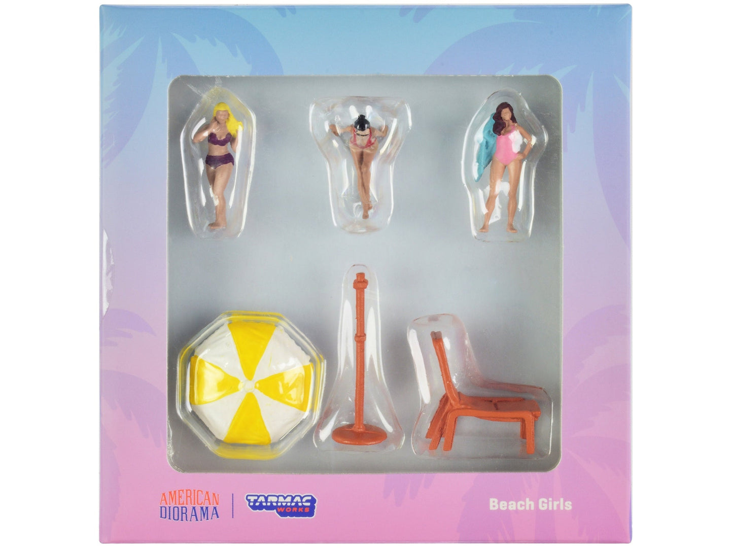 "Beach Girls" 5 piece Diecast Figure Set (3 Female Figures and 2 Beach Accessories) for 1/64 Scale Models by Tarmac Works & American Diorama LuxuryLifeWay Online Store
