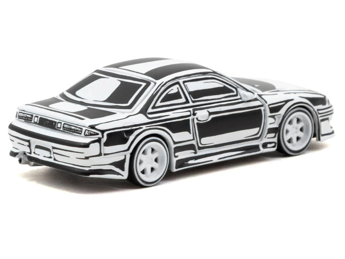VERTEX Silvia (S14) "Designed by Joshua Vides" Black and White "Global64" Series 1/64 Diecast Model Car by Tarmac Works LuxuryLifeWay Online Store