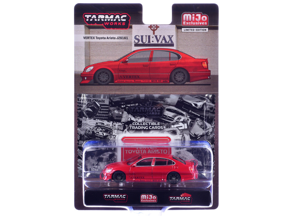 Toyota Vertex Aristo JZS161 RHD (Right Hand Drive) Red with Tarmac Cards "Global64" Series 1/64 Diecast Model Car by Tarmac Works LuxuryLifeWay Online Store