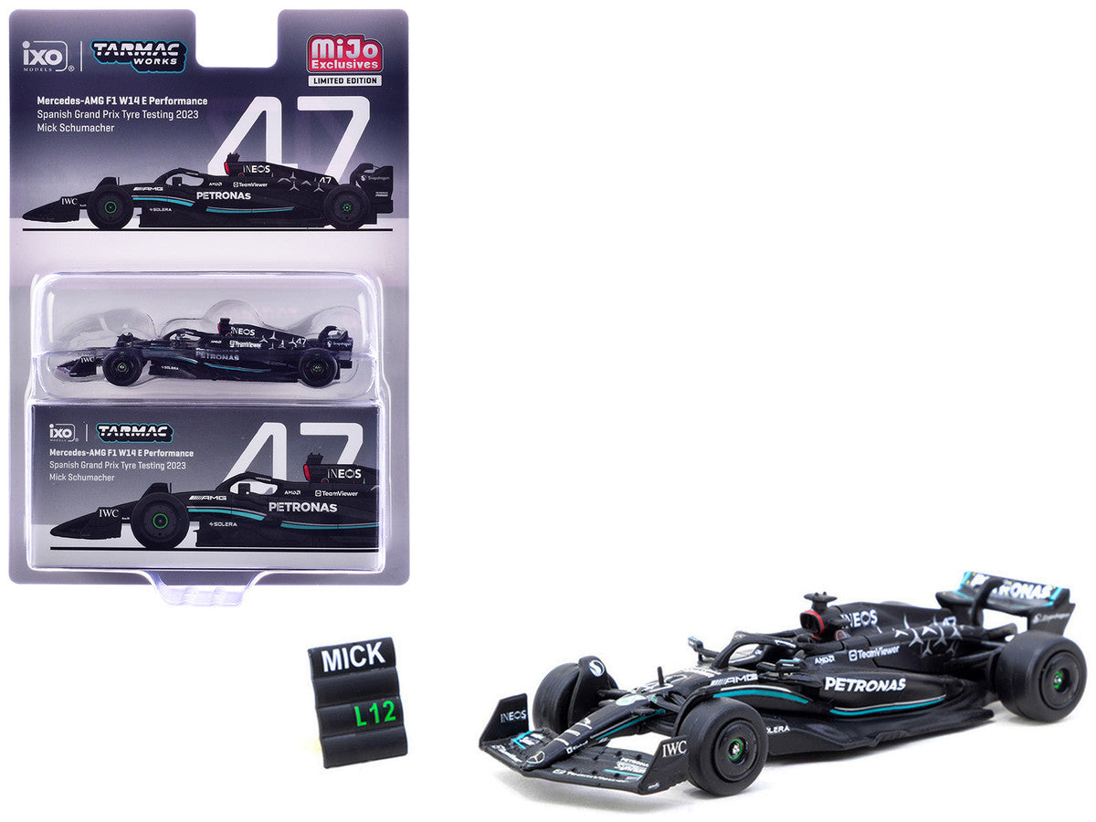 Mercedes-AMG F1 W14 E Performance #47 Mick Schumacher Formula One F1 "Spanish GP Tyre Testing" (2023) with Pit Board "Global64" Series 1/64 Diecast Model by Tarmac Works LuxuryLifeWay Online Store