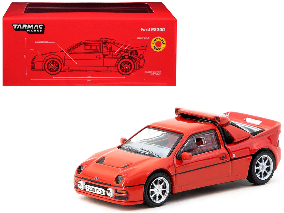 Ford RS200 Red "Hobby64" Series 1/64 Diecast Model Car by Tarmac Works LuxuryLifeWay Online Store