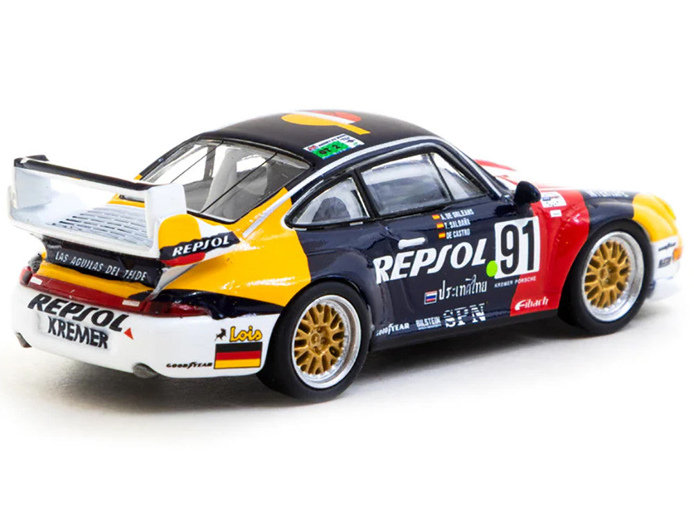 Porsche 911 GT2 #91 Tomas Saldana - Miguel Angel de Castro - Prince Alfonso de Orleans-Borbon "Kremer Racing - Repsol" "24 Hours of Le Mans" (1995) "Collab64" Series 1/64 Diecast Model Car by Schuco & Tarmac Works LuxuryLifeWay Online Store