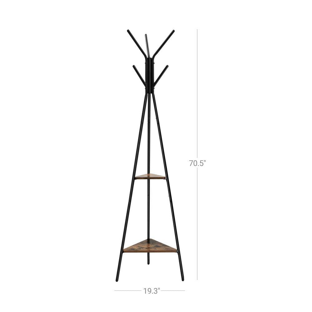 Modern Coat Rack with Matte Black Metal Frame and 2 Shelves LuxuryLifeWay Online Store