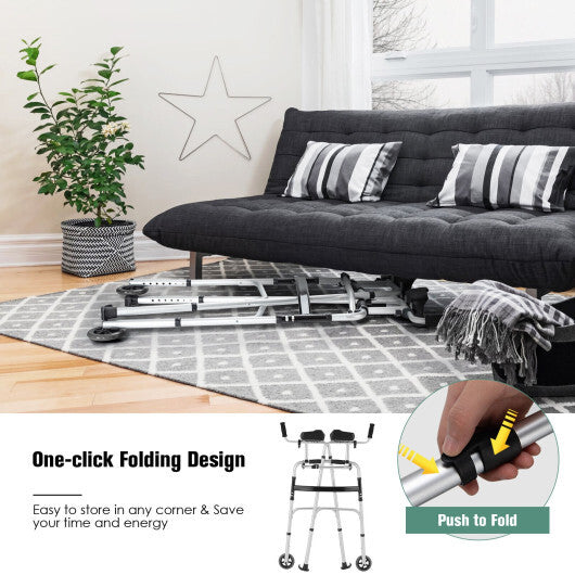 Height Adjustable Rollator Walker With Seat and Armrest Pad - Color: Silver LuxuryLifeWay Online Store