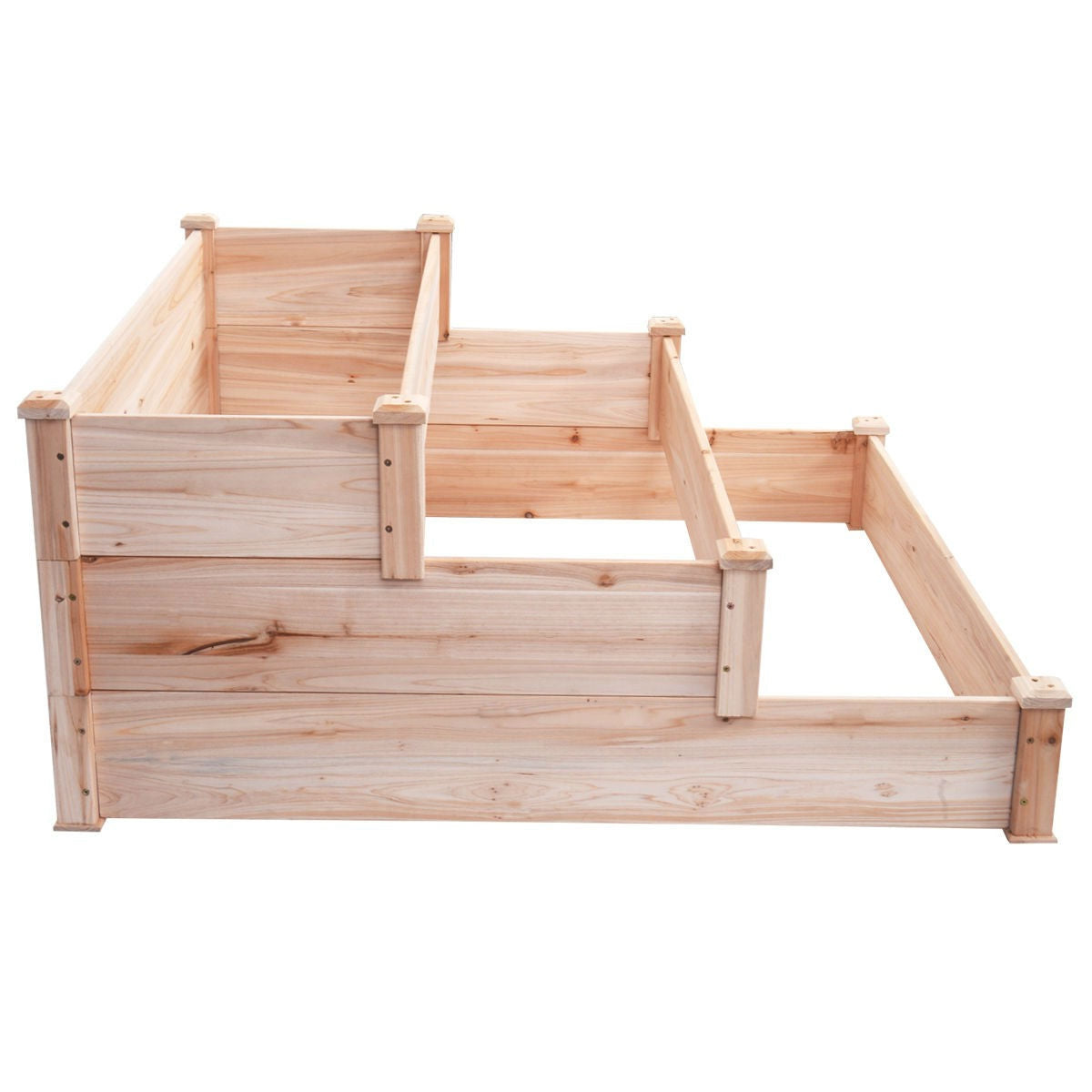 Solid Wood 4 Ft x 4 Ft Raised Garden Bed Planter 3-Tier LuxuryLifeWay Online Store