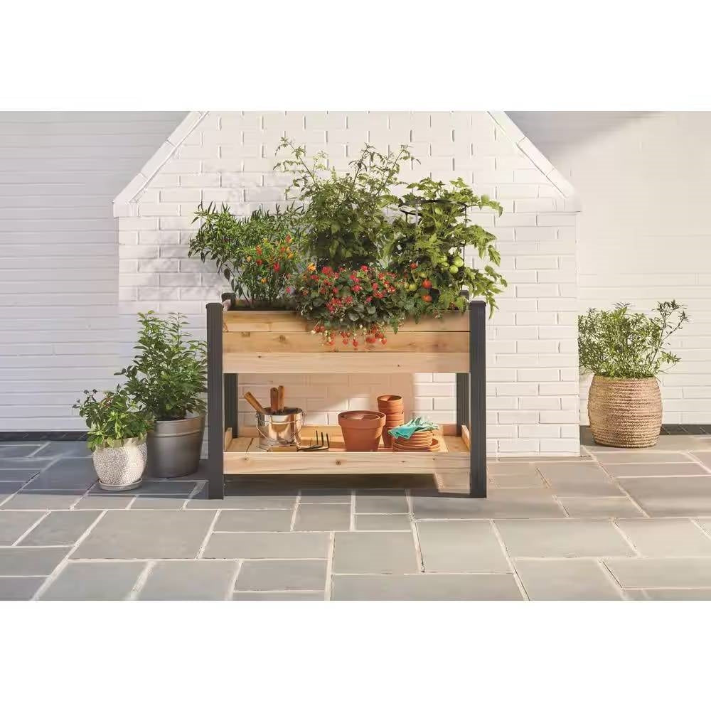 2-Ft x 4-Ft Cedar Wood Raised Garden Bed Planter Bed with Black Vinyl Legs LuxuryLifeWay Online Store