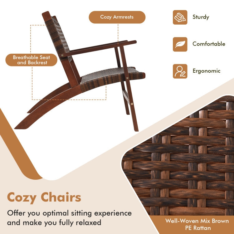 3 Piece Wooden Rattan Outdoor Patio Furniture Chair Table Bistro Set LuxuryLifeWay Online Store