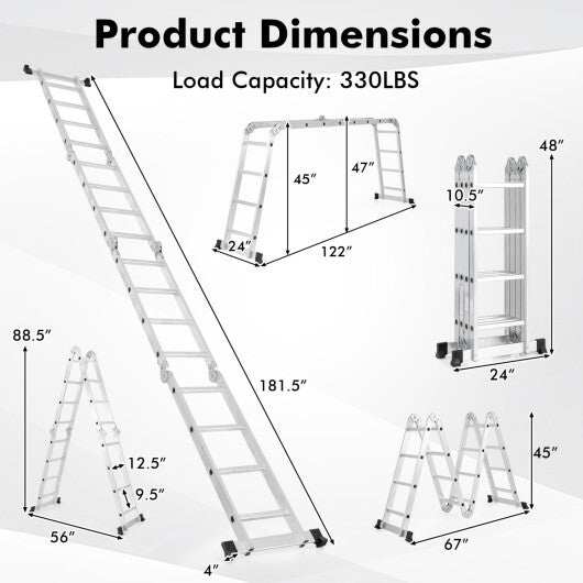 15 Feet Folding Aluminum Ladder with Safe Locking Hinge LuxuryLifeWay Online Store