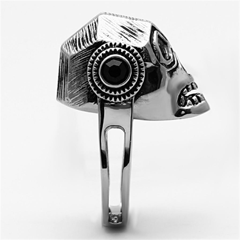 TK1115 - High polished (no plating) Stainless Steel Ring with Top Grade Crystal in Jet LuxuryLifeWay Online Store