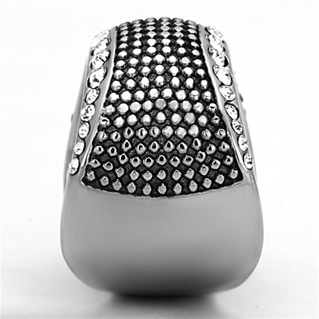 TK1198 - High polished (no plating) Stainless Steel Ring with Top Grade Crystal in Clear LuxuryLifeWay Online Store