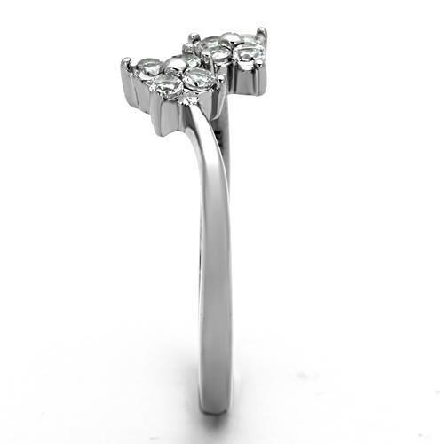 TK1333 - High polished (no plating) Stainless Steel Ring with AAA Grade CZ in Clear LuxuryLifeWay Online Store