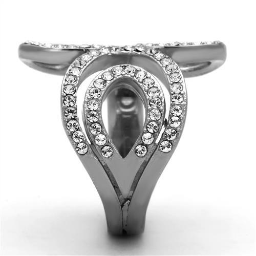 TK1437 - High polished (no plating) Stainless Steel Ring with Top Grade Crystal in Clear LuxuryLifeWay Online Store