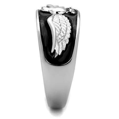 TK1597 - High polished (no plating) Stainless Steel Ring with Epoxy in Jet LuxuryLifeWay Online Store
