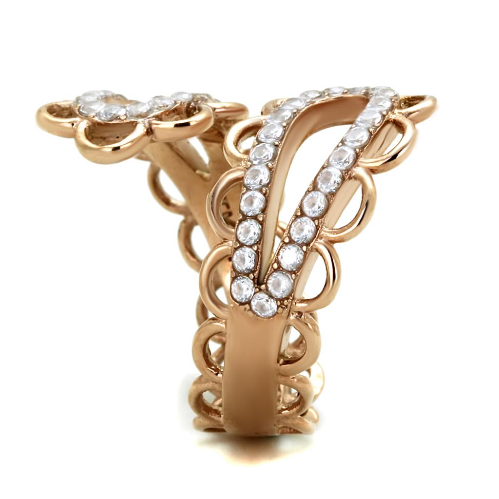 TK1633 - IP Rose Gold(Ion Plating) Stainless Steel Ring with AAA Grade CZ in Clear LuxuryLifeWay Online Store