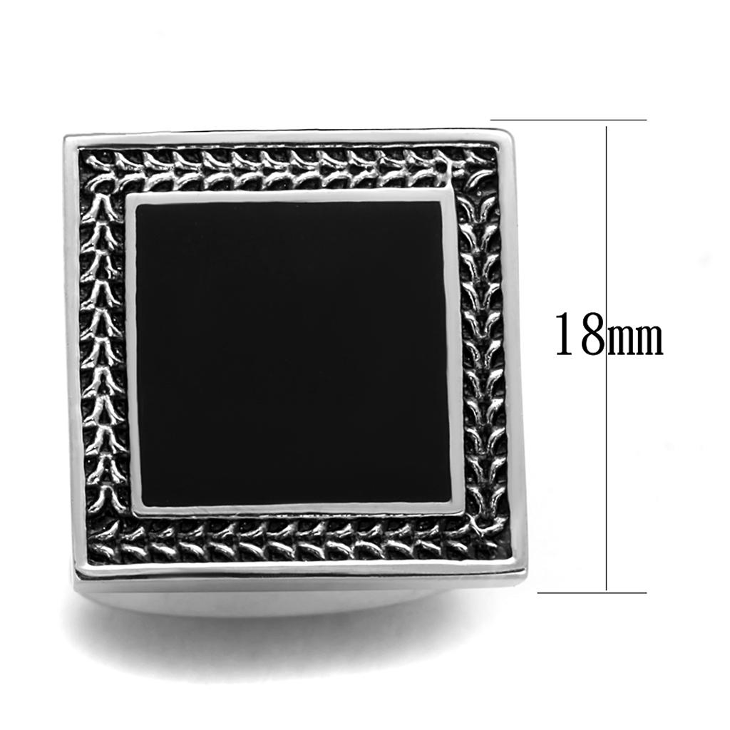 TK1651 - High polished (no plating) Stainless Steel Cufflink with Epoxy in Jet LuxuryLifeWay Online Store