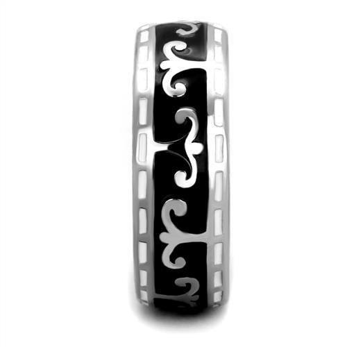 TK2154 - High polished (no plating) Stainless Steel Ring with Epoxy in Jet LuxuryLifeWay Online Store