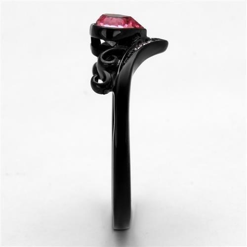 TK2192 - IP Black(Ion Plating) Stainless Steel Ring with Top Grade Crystal in Rose LuxuryLifeWay Online Store