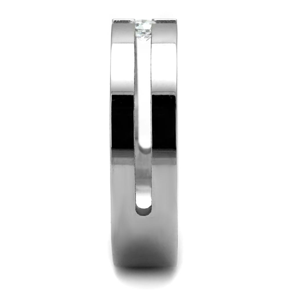 TK2412 - High polished (no plating) Stainless Steel Ring with AAA Grade CZ in Clear LuxuryLifeWay Online Store
